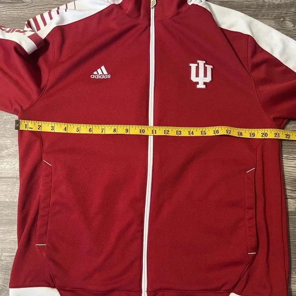 Indiana Hoosiers Adidas Full Zip Red/White Soft Shell Jacket, Size Medium - Picture 6 of 9